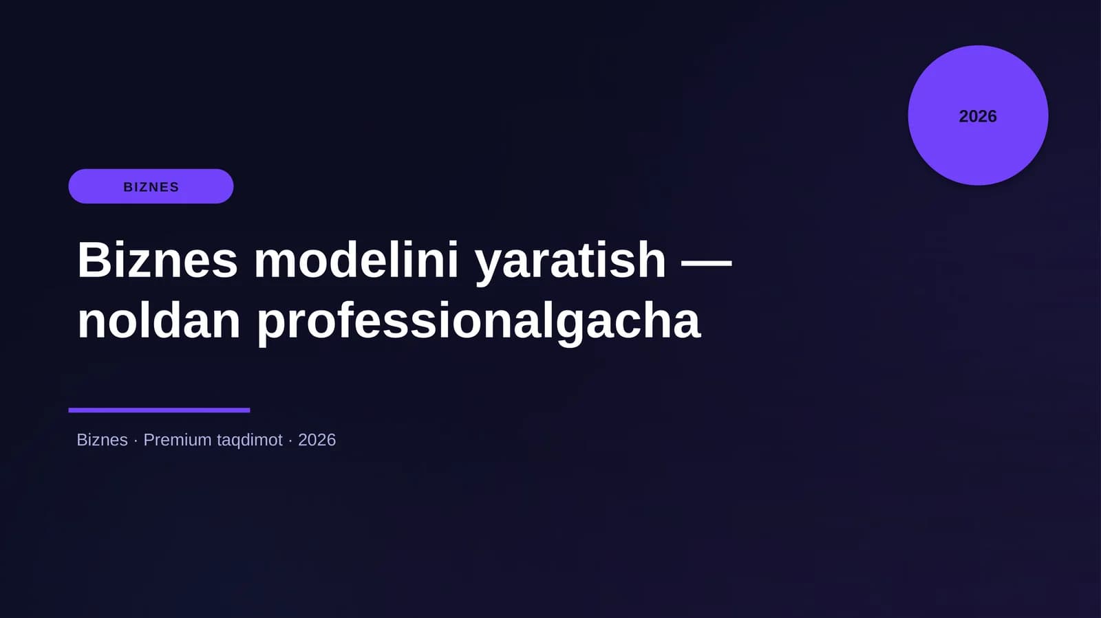 Biznes modelini yaratish — noldan professionalgacha