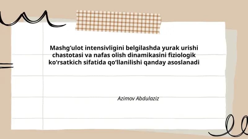 Mashgʻulot intensivligini belgilash