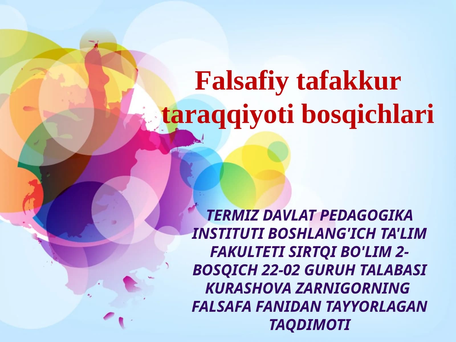 Falsafiy tafakkur taraqqiyoti bosqichlari