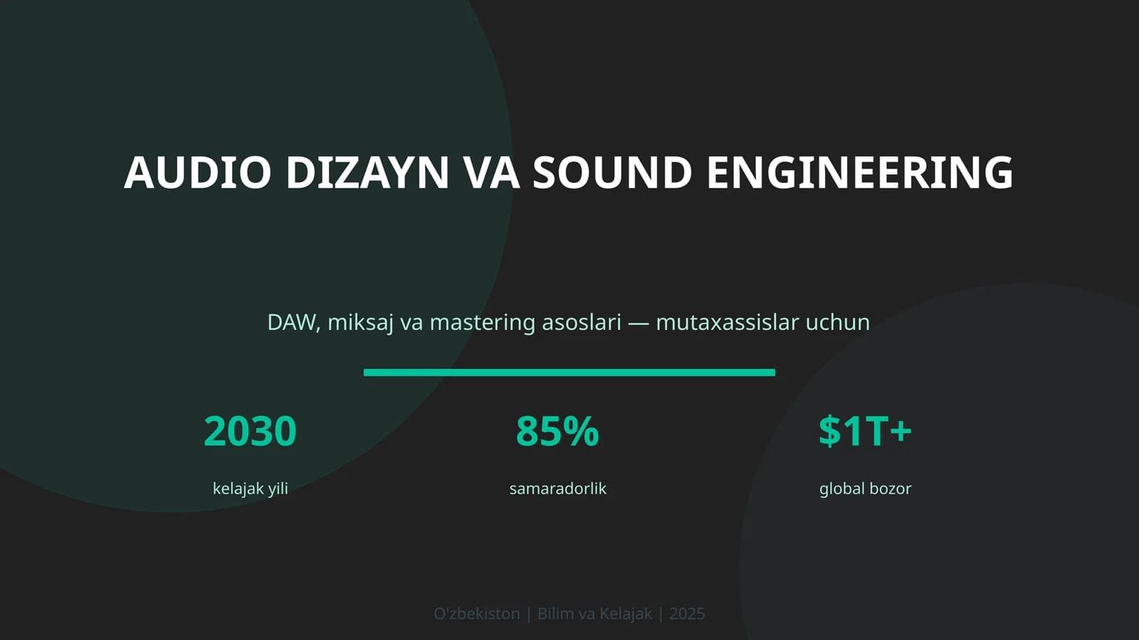 Audio dizayn va sound engineering
