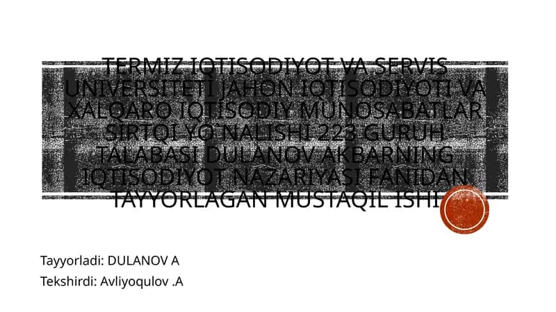 Oʻzbekistonda ko’p ukladli iqtisodiyotning va mulkdorlar sinfining shakllanishi