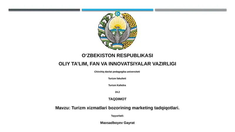 Turizm xizmatlari bozorining marketing tadqiqotlari