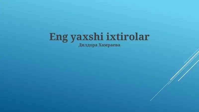 Kelajakdagi istiqbollar