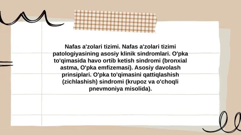 Nafas a'zolari tizimi va kasalliklari