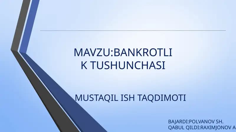 BANKROTLIK TUSHUNCHASI