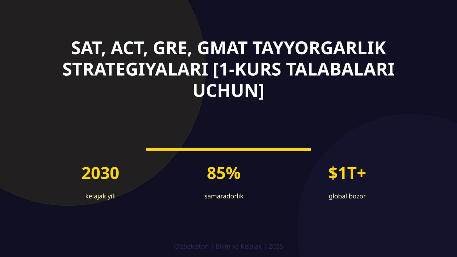 SAT, ACT, GRE, GMAT tayyorgarlik strategiyalari [1-kurs talabalari uchun]