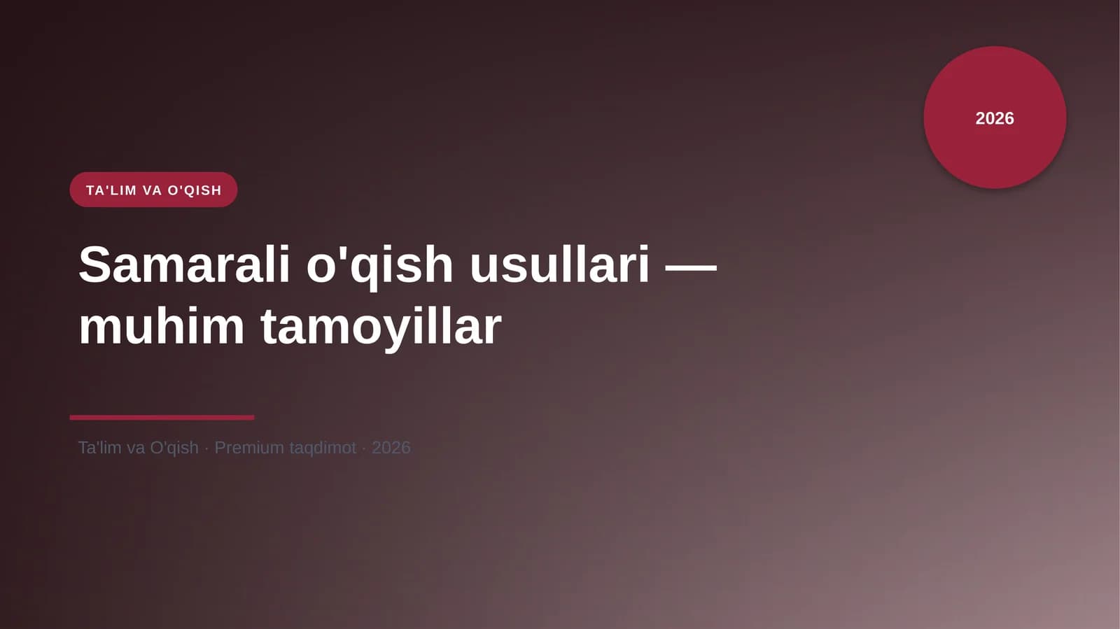Samarali o'qish usullari — muhim tamoyillar