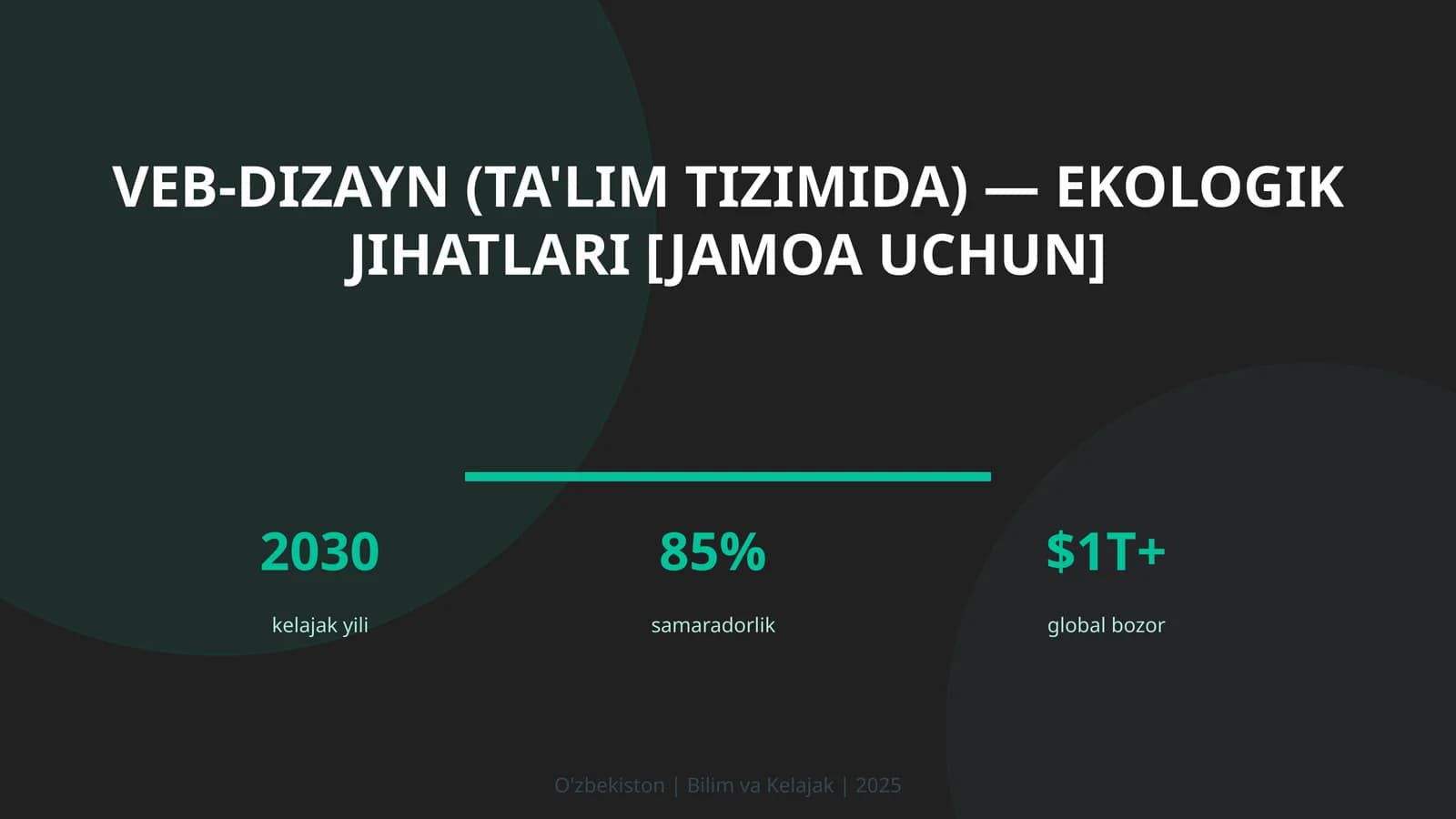Veb-dizayn (ta'lim tizimida) — ekologik jihatlari [jamoa uchun]