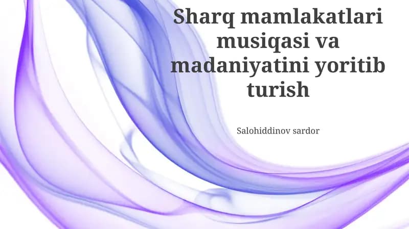 Sharq mamlakatlari musiqasi va madaniyatini yoritib turish