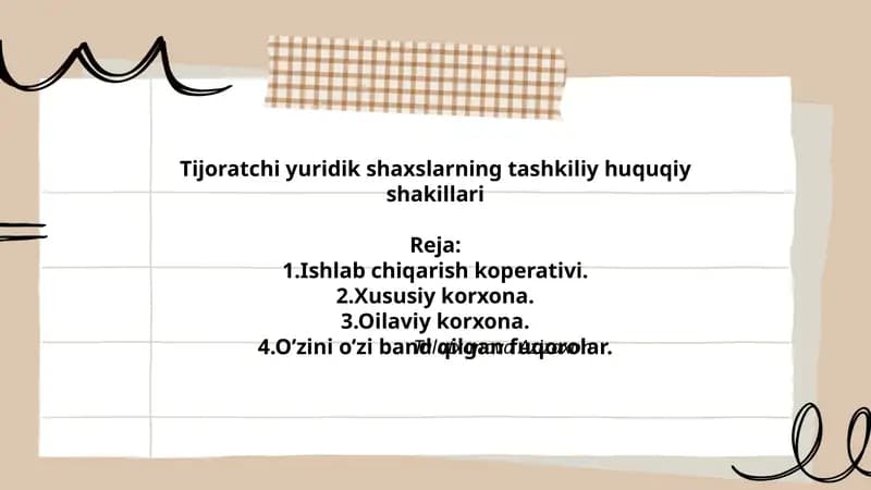 Tijoratchi yuridik shaxslarning tashkiliy huquqiy shakillari