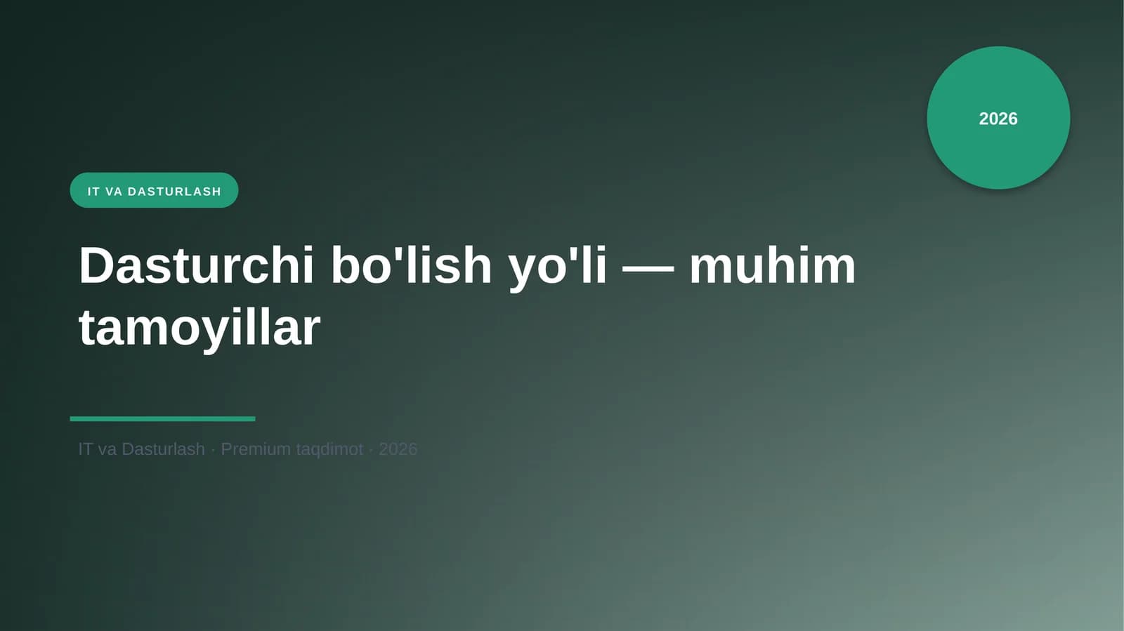 Dasturchi bo'lish yo'li — muhim tamoyillar