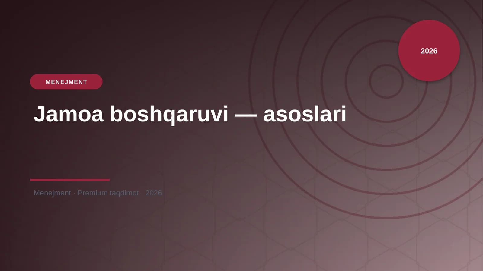 Jamoa boshqaruvi — asoslari