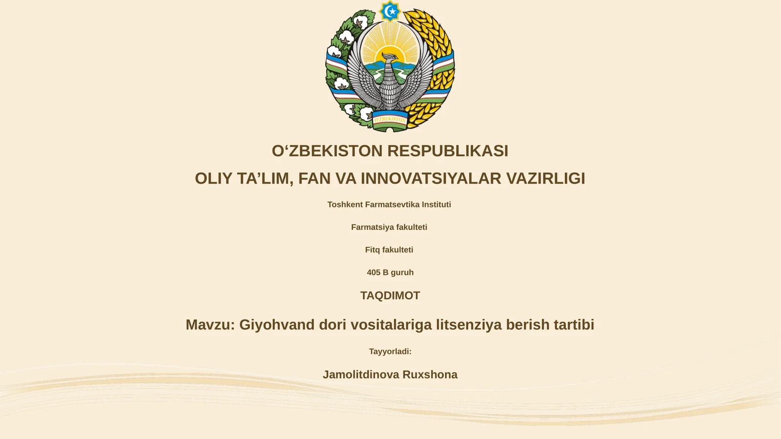 Giyohvand dori vositalariga litsenziya berish tartibi