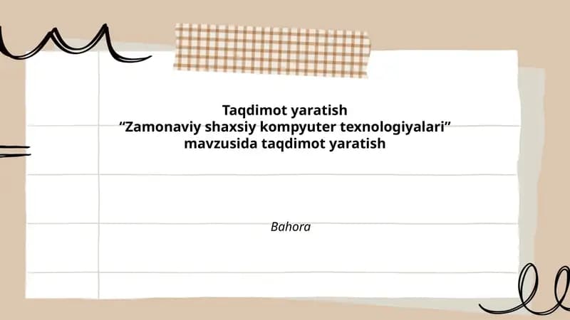 Zamonaviy shaxsiy kompyuter texnologiyalari taqdimoti