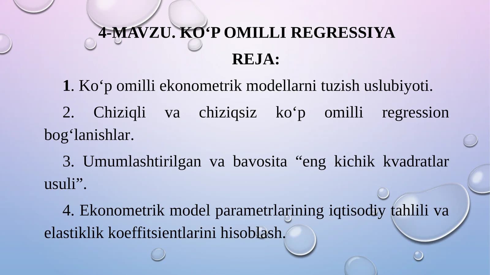 KO‘P OMILLI REGRESSIYA