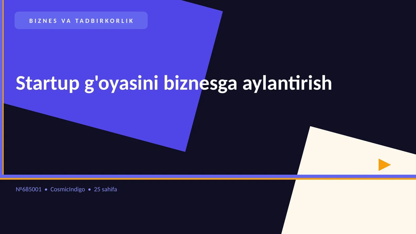 Startup g'oyasini biznesga aylantirish