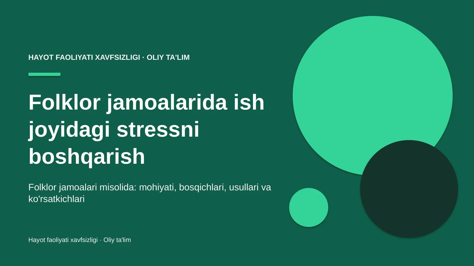 Folklor jamoalarida ish joyidagi stressni boshqarish