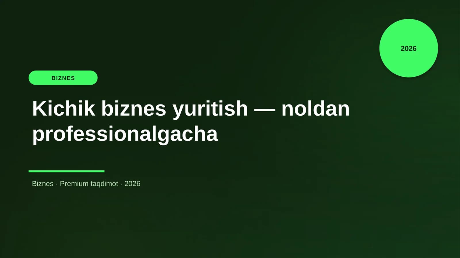 Kichik biznes yuritish — noldan professionalgacha