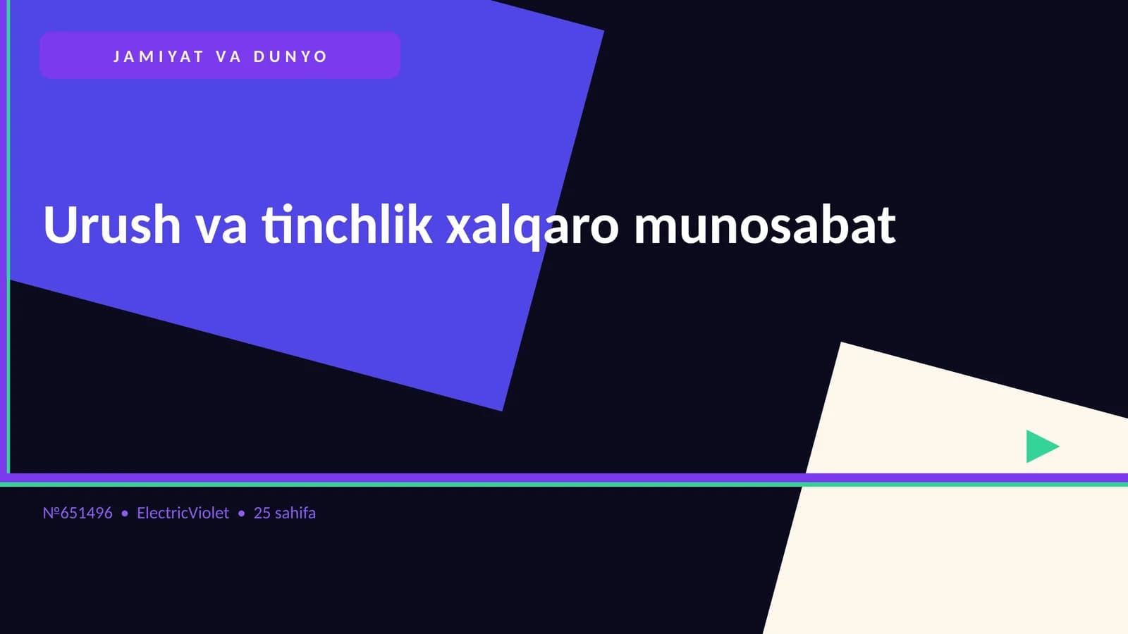 Urush va tinchlik xalqaro munosabat