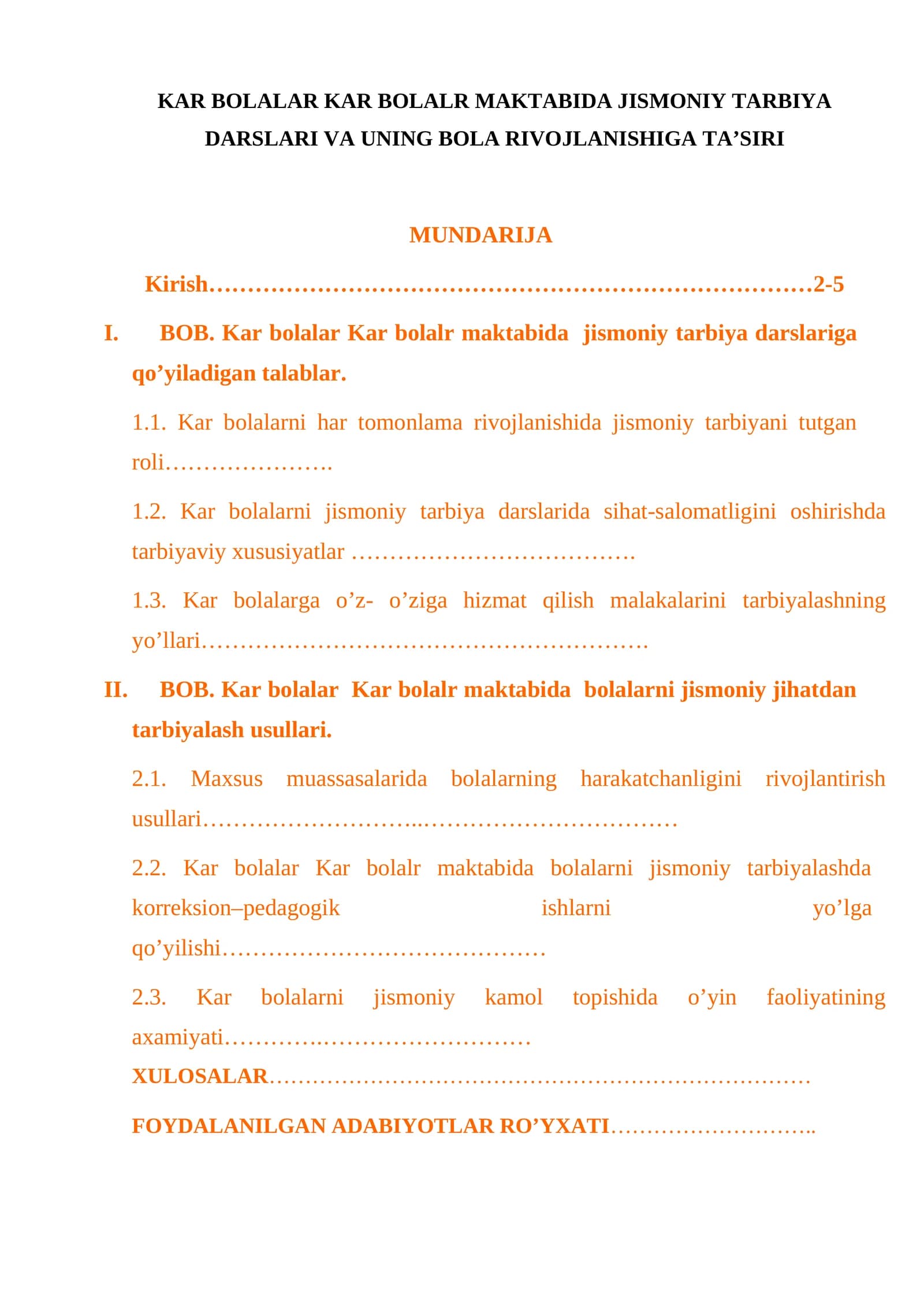 Kar Bolalar Kar Bolalr Maktabida Jismoniy Tarbiya Darslari