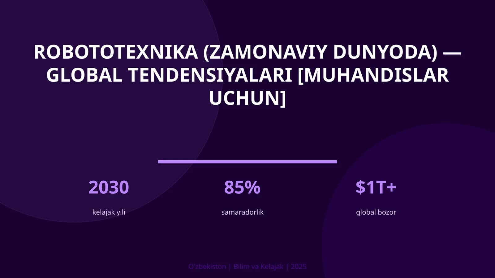 ROBOTOTEXNIKA (ZAMONAVIY DUNYODA) — GLOBAL TENDENSIYALARI [MUHANDISLAR UCHUN]