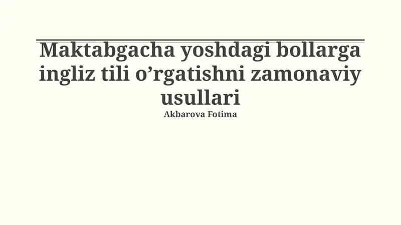 Zamonaviy o'qitish usullari