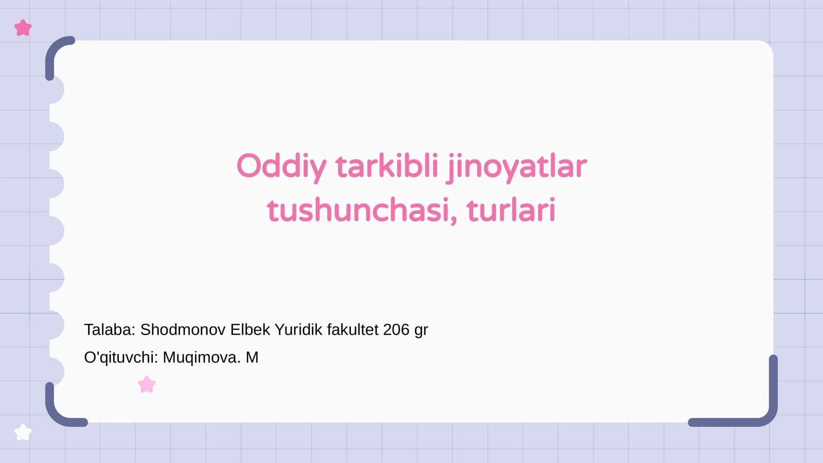 Oddiy tarkibli jinoyatlar tushunchasi