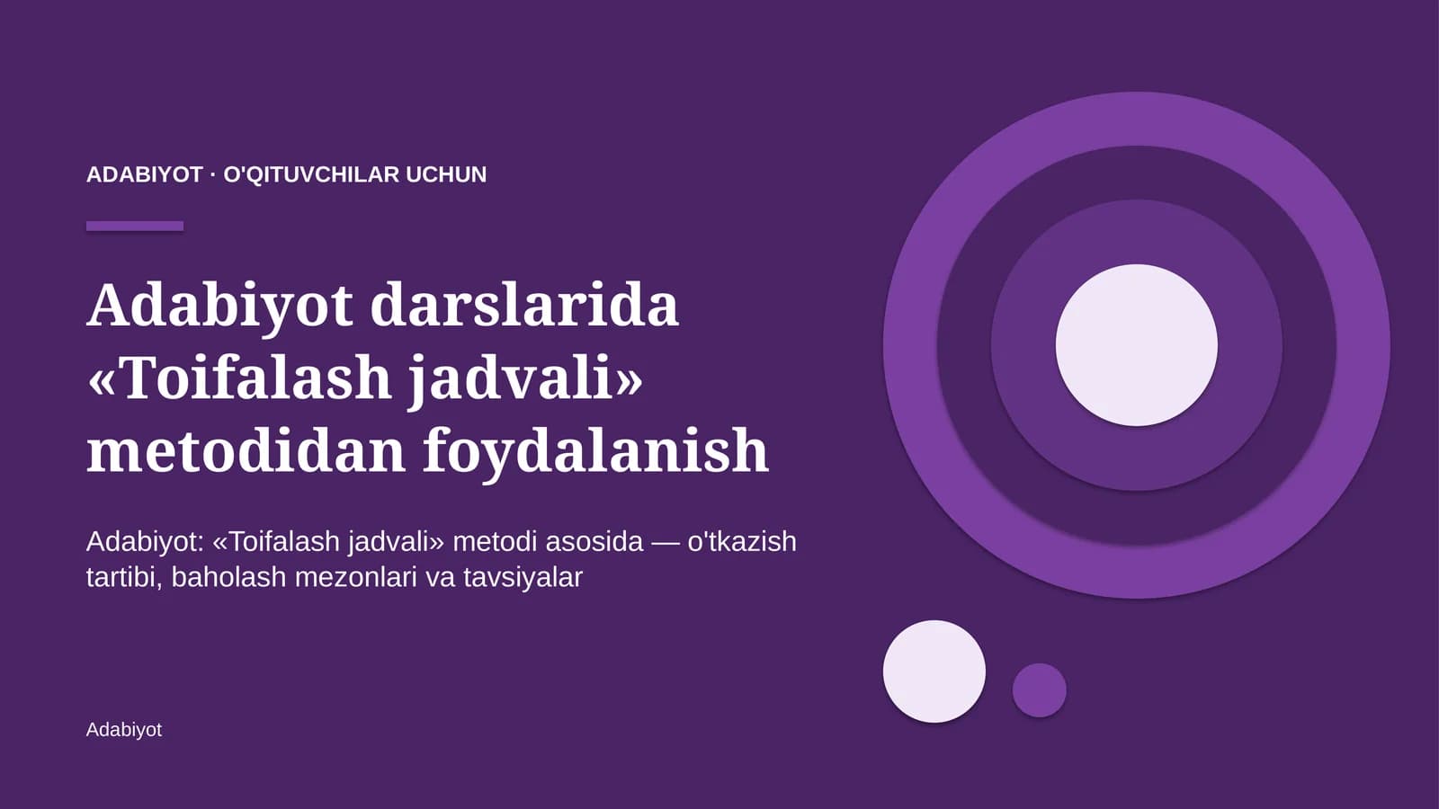 adabiyot darslarida toifalash jadvali metodidan foydalanish 9966