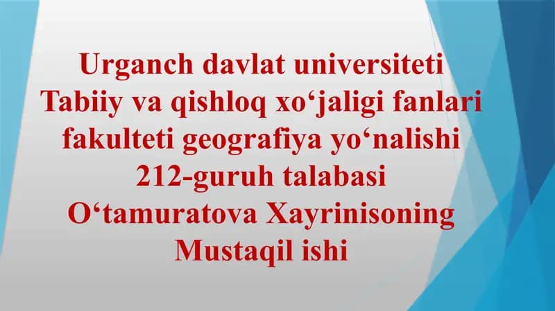 Rekreasiya Rayonlashtirish va Rayon Hosil Qiluvchi Belgilar