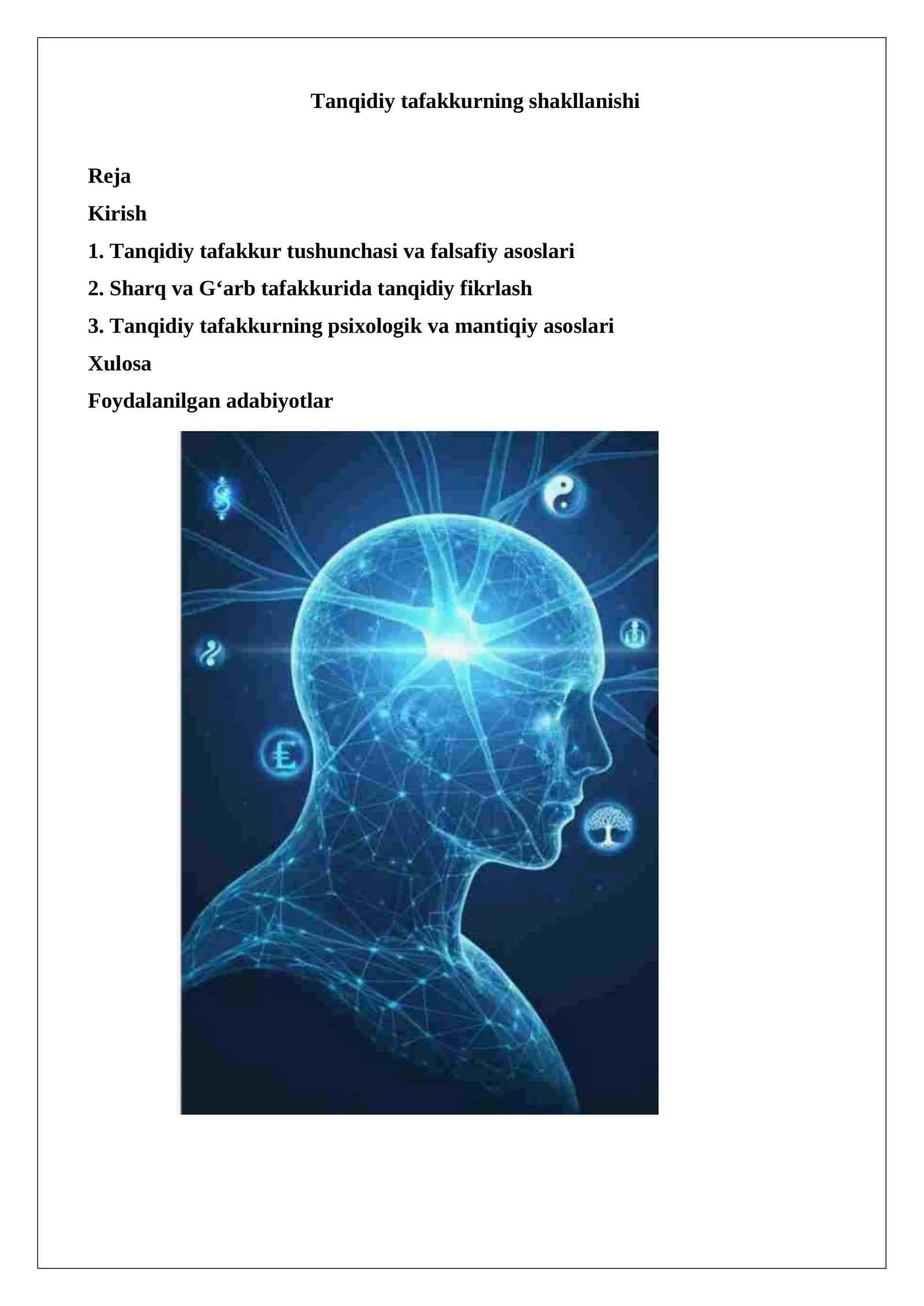 Tanqidiy tafakkurning shakllanishi