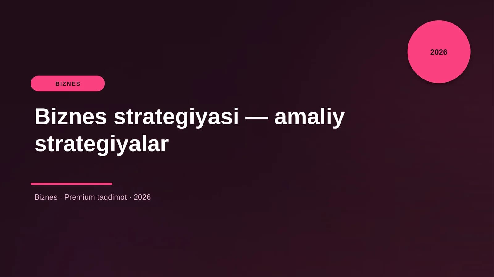 Biznes strategiyasi — amaliy strategiyalar