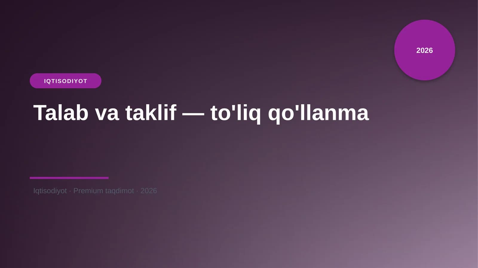 Talab va taklif — to'liq qo'llanma