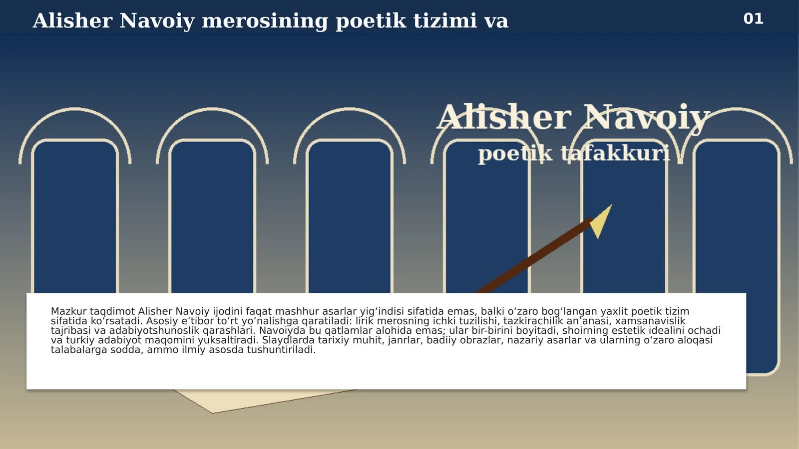 Alisher Navoiy merosining poetik tizimi bo‘yicha o‘quv taqdimoti