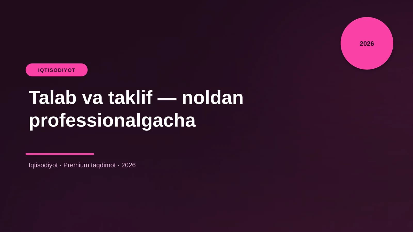 Talab va taklif — noldan professionalgacha
