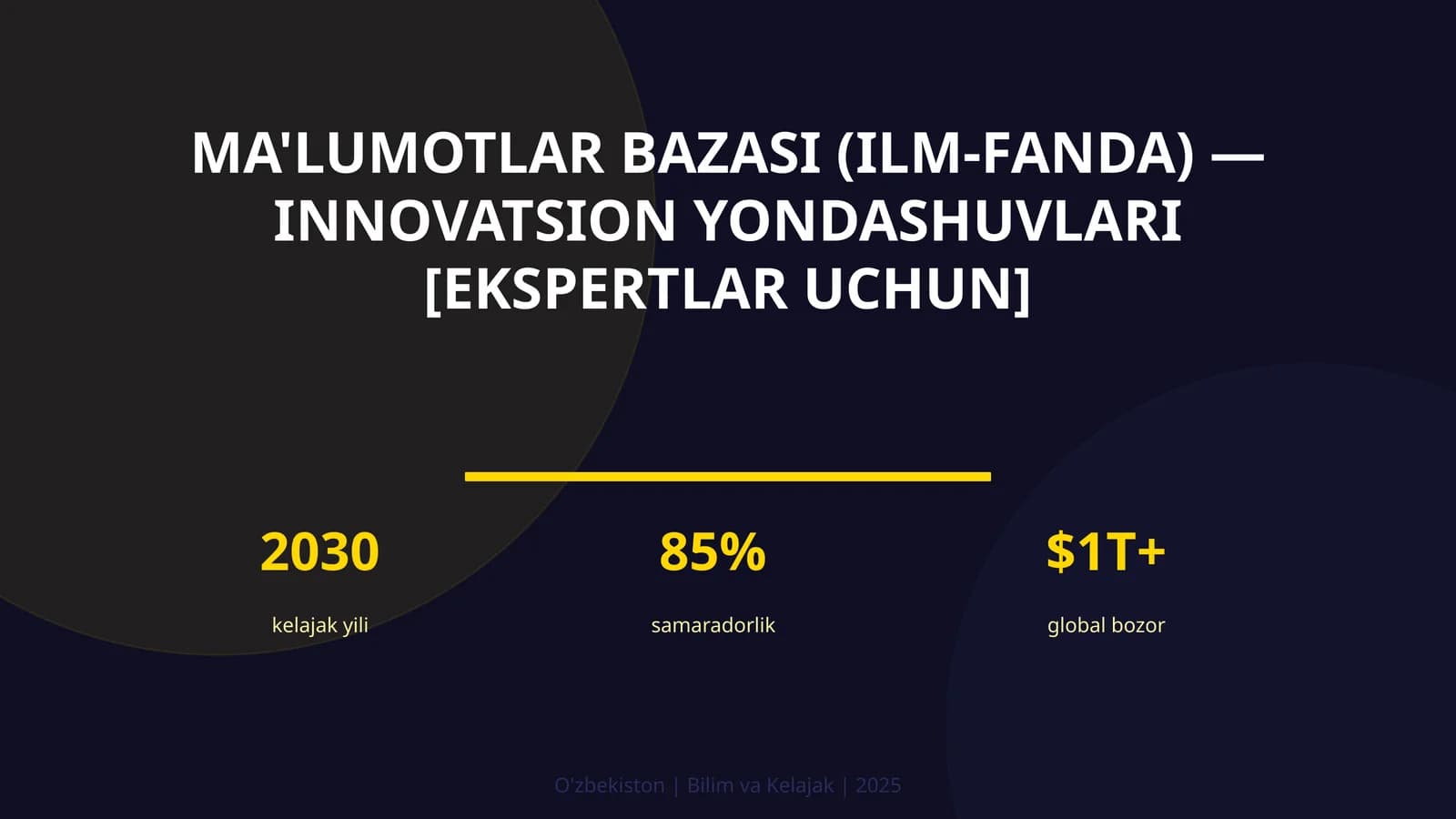 Ma'lumotlar bazasi (ilm-fanda) — innovatsion yondashuvlari [ekspertlar uchun]