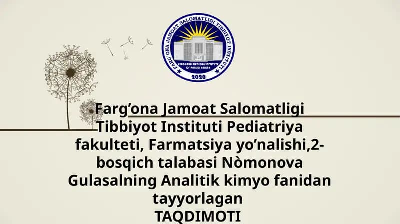 Gravimetrik usulda BaCl2:2H2O kristallogidrati tarkibidagi suvni massa ulushini aniqlash