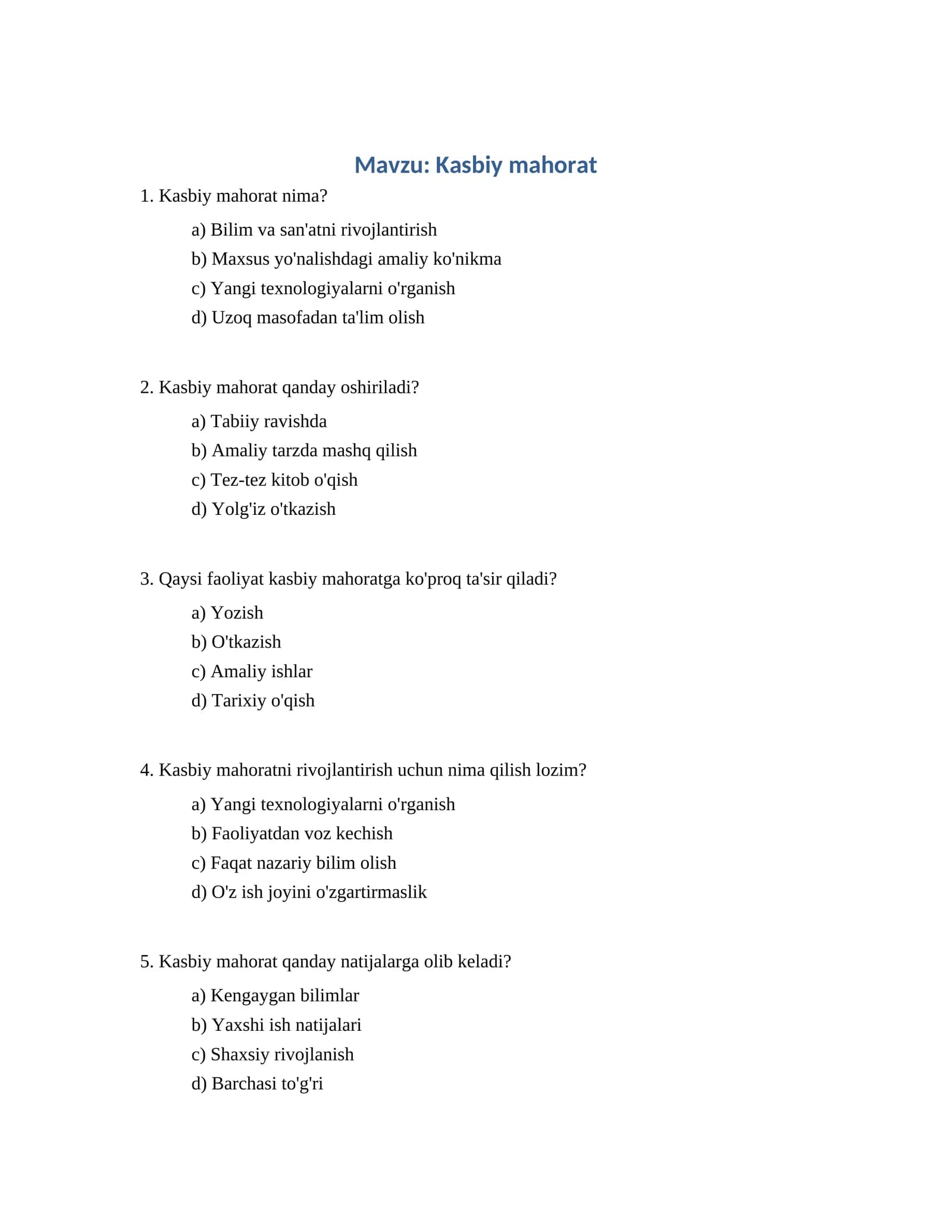 Kasbiy mahorat