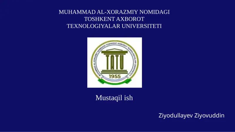 TOSHKENT AXBOROT TEXNOLOGIYALAR UNIVERSITETI