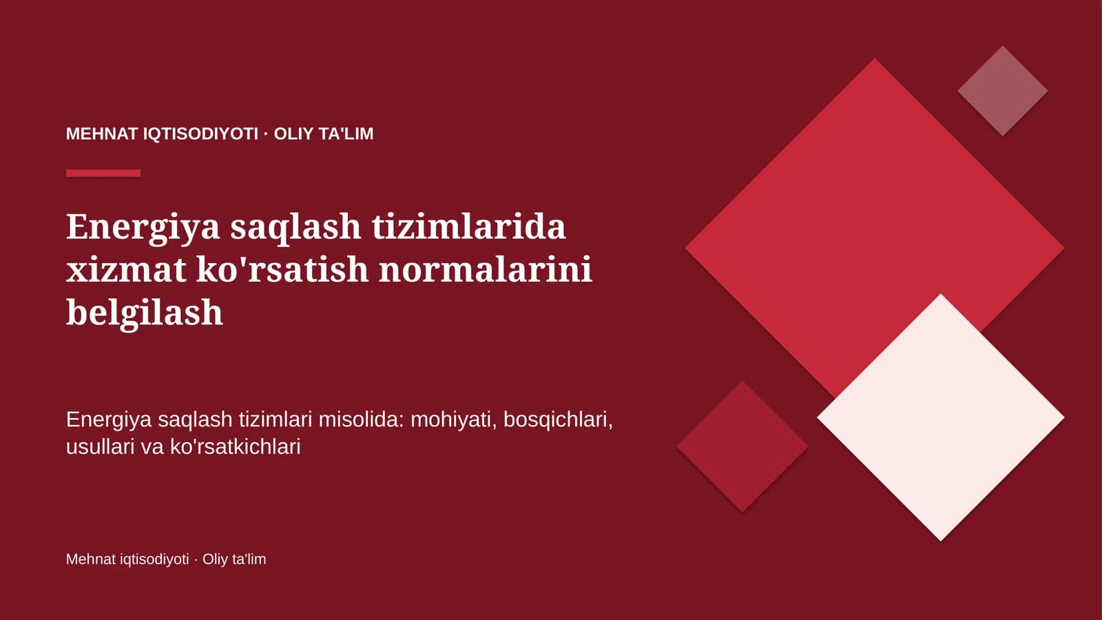 energiya saqlash tizimlarida xizmat ko'rsatish normalarini belgilash 4466