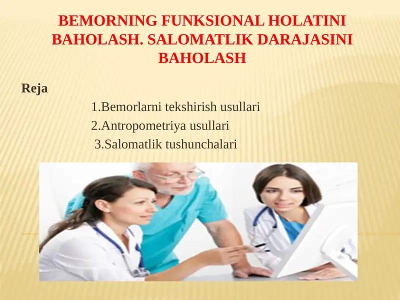 Salomatlik darajasini baholash