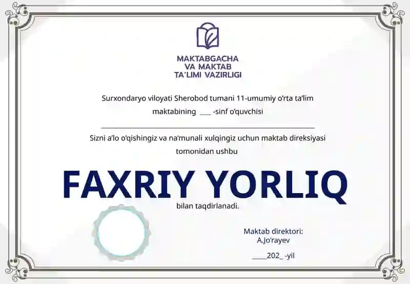 Faxriy yorliq