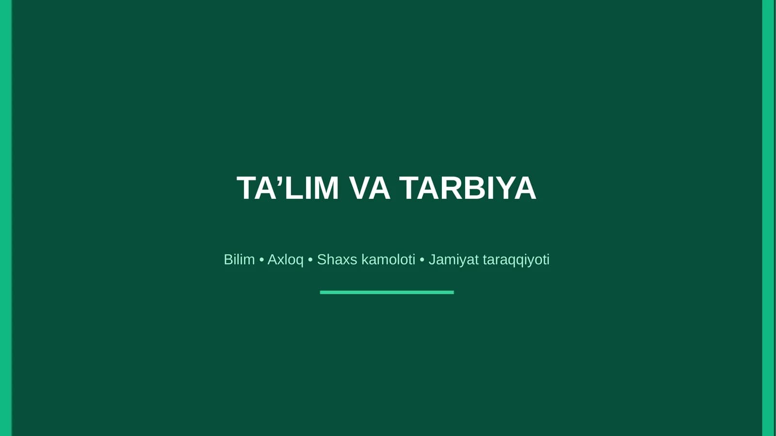 Ta'lim va tarbiya