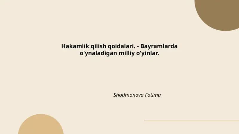 Bayramlarda o'ynaladigan milliy o'yinlar