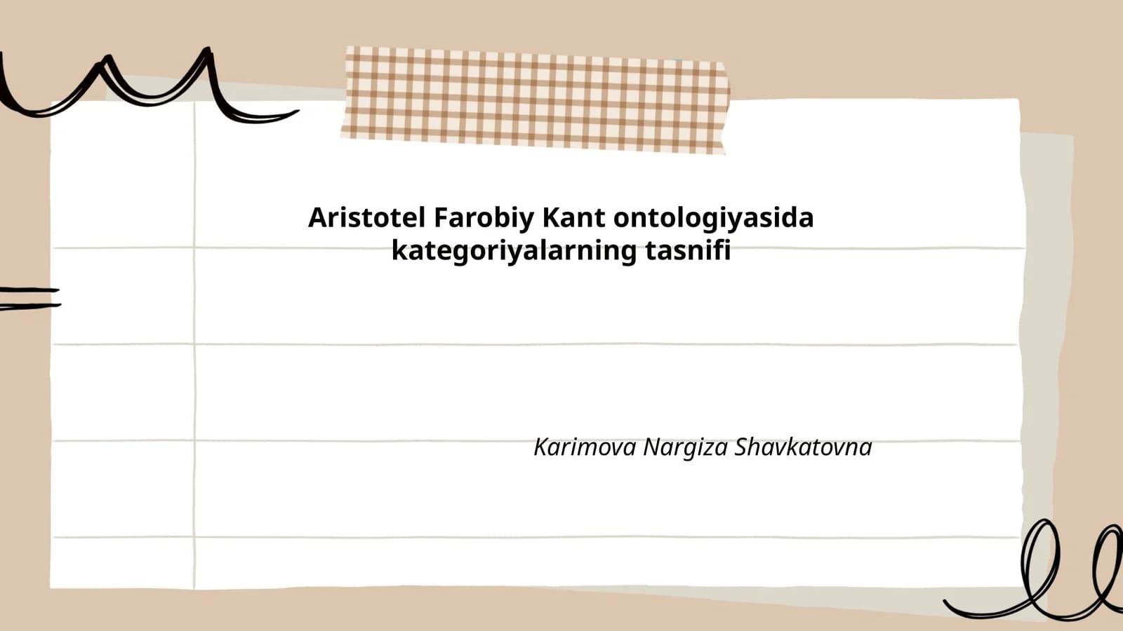 Aristotel Farobiy Kant ontologiyasida kategoriyalarning tasnifi