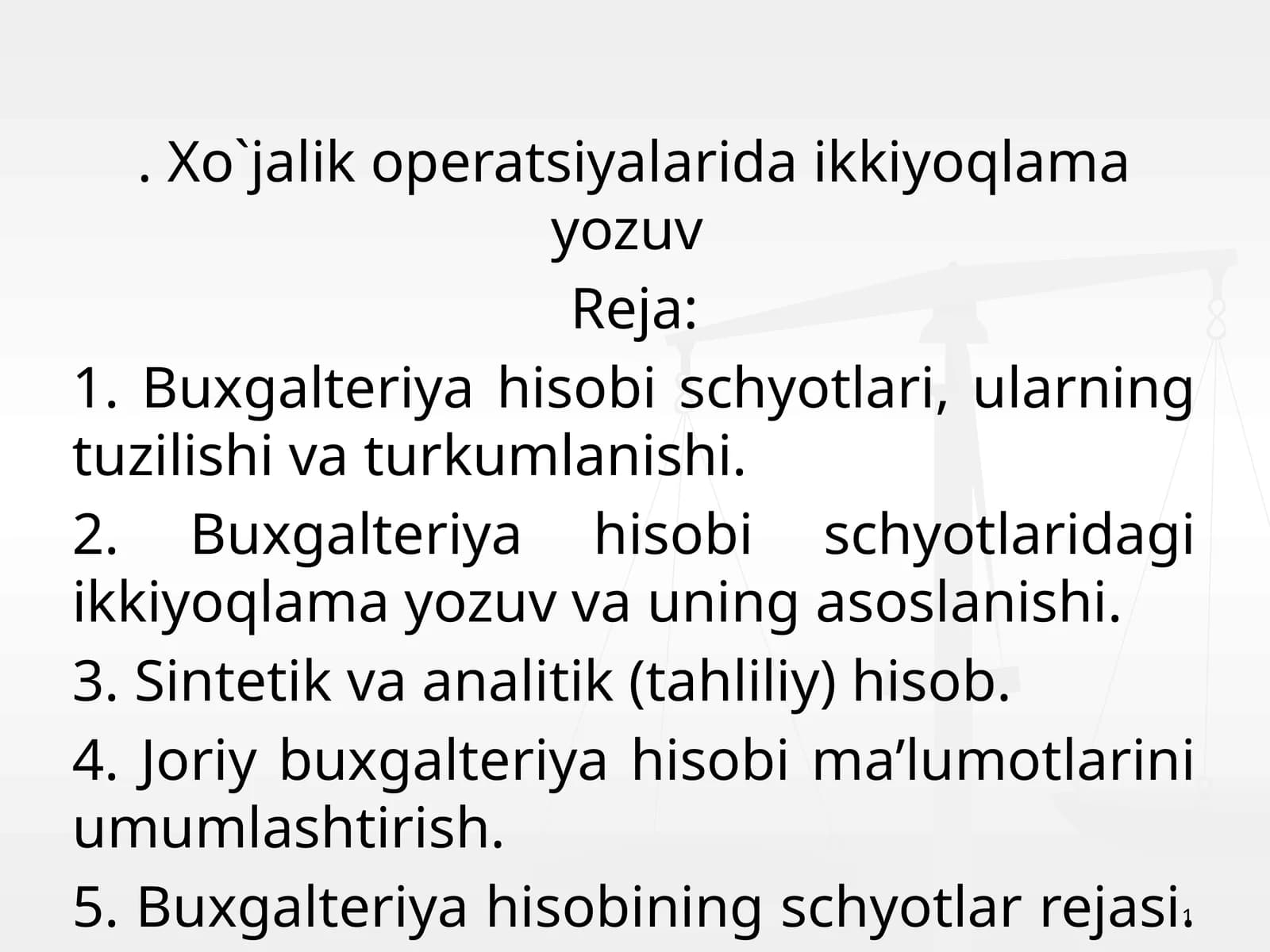 Xo`jalik operatsiyalarida ikkiyoqlama yozuv