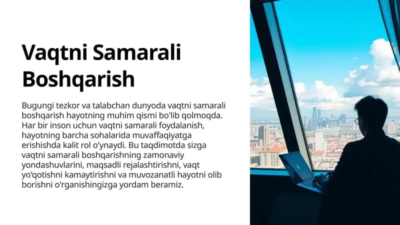 Vaqtni Samarali Boshqarish