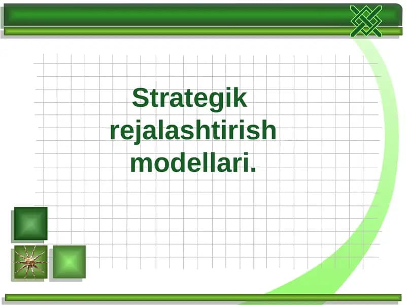 Strategik rejalashtirish modellari.