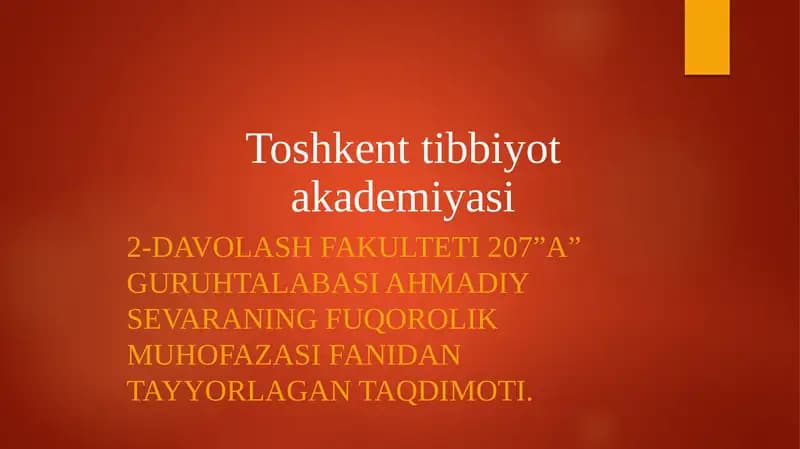 Shikastlangan o‘choqlarda tibbiy yordamni tashkil qilish