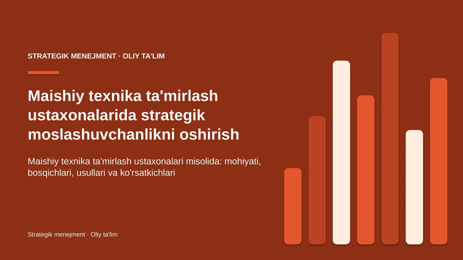 Maishiy texnika ta'mirlash ustaxonalarida strategik moslashuvchanlikni oshirish