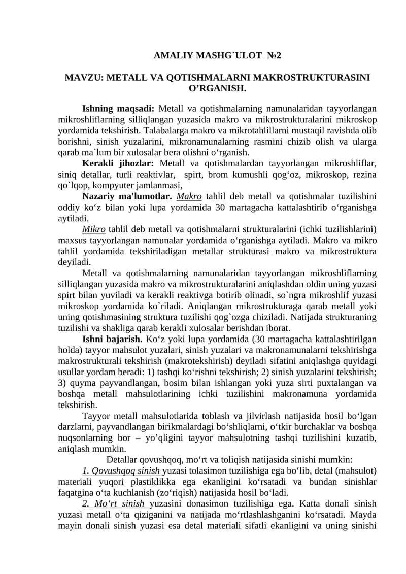 AMALIY MASHG`ULOT №2